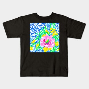 Preppy florals seamless pattern Kids T-Shirt